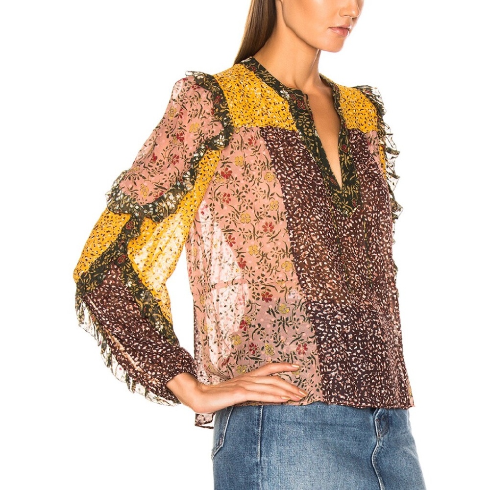 Ulla Johnson Floral Patchwork Blouse Multicolor F… - image 4